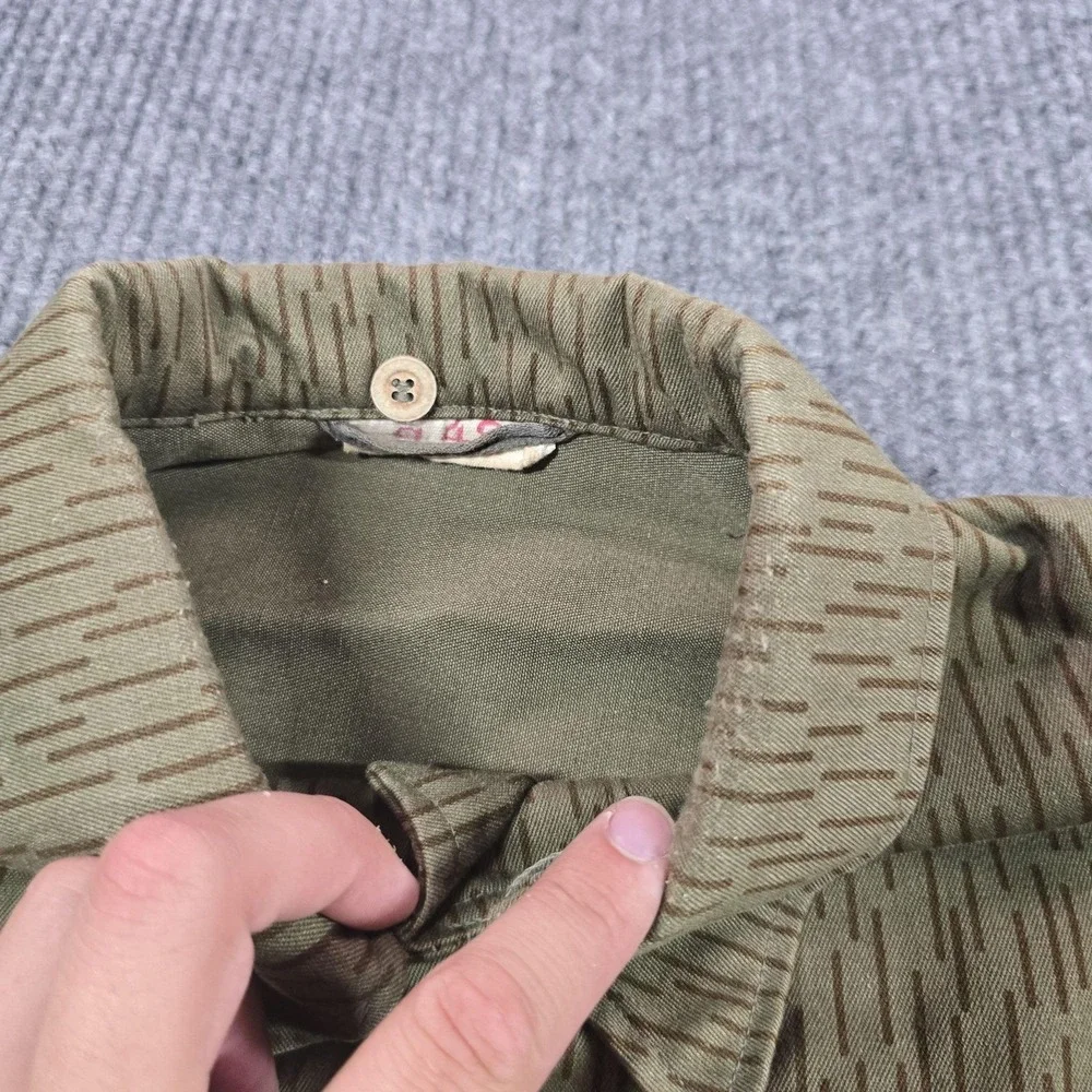 Vintage East German Strichtarn Raindrop Camo Field Jacket G48 Green Canvas
